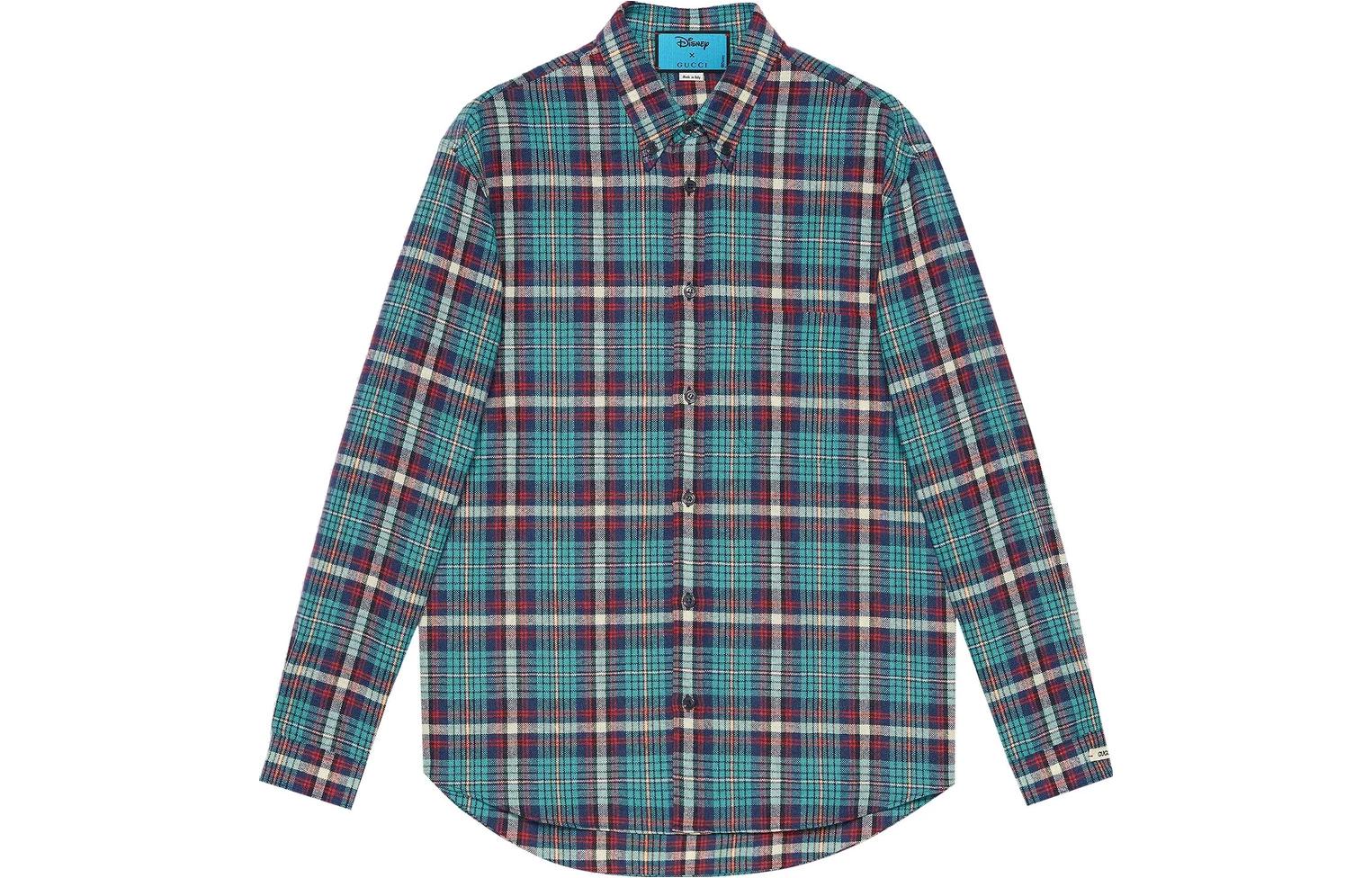 GUCCI x Disney  Blue Striped Long-Sleeve Cartoon Embroidered Shirt. 649067-ZAGG5-4318