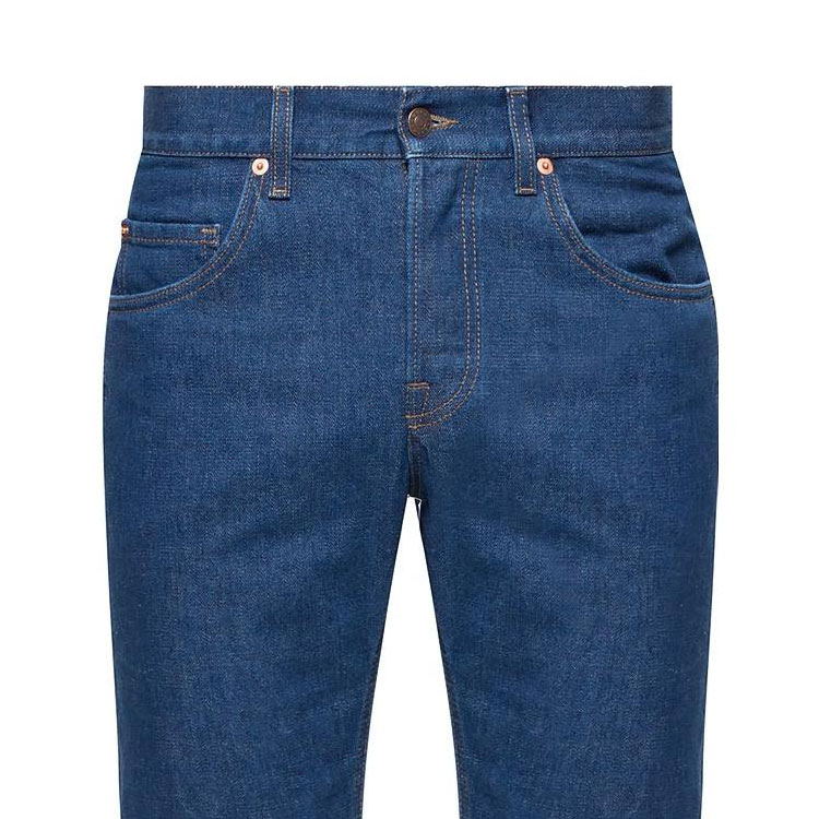 Details for 구찌 x 디즈니 테이퍼드 블루 진 지퍼 및 패치 디테일. 408637-XDA13-4206