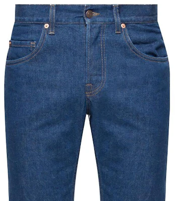 구찌 x 디즈니 테이퍼드 블루 진 지퍼 및 패치 디테일. 408637-XDA13-4206 Details for 구찌 x 디즈니 테이퍼드 블루 진 지퍼 및 패치 디테일. 408637-XDA13-4206