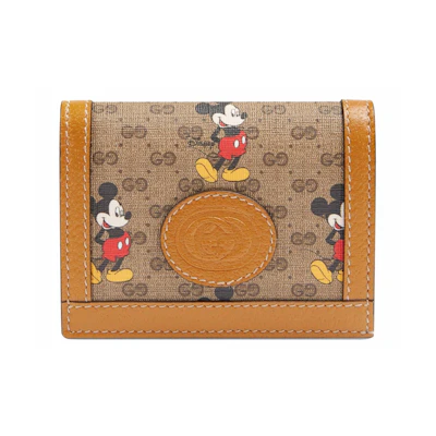 Gucci x Disney Card Case Wallet Mini GG Supreme Mickey Mouse Beige