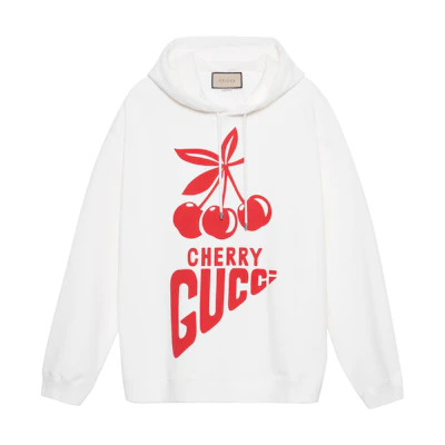 Gucci Disney Collab Cherry Print Loose Hoodie Men Beige 681220-XJD1C-9275
