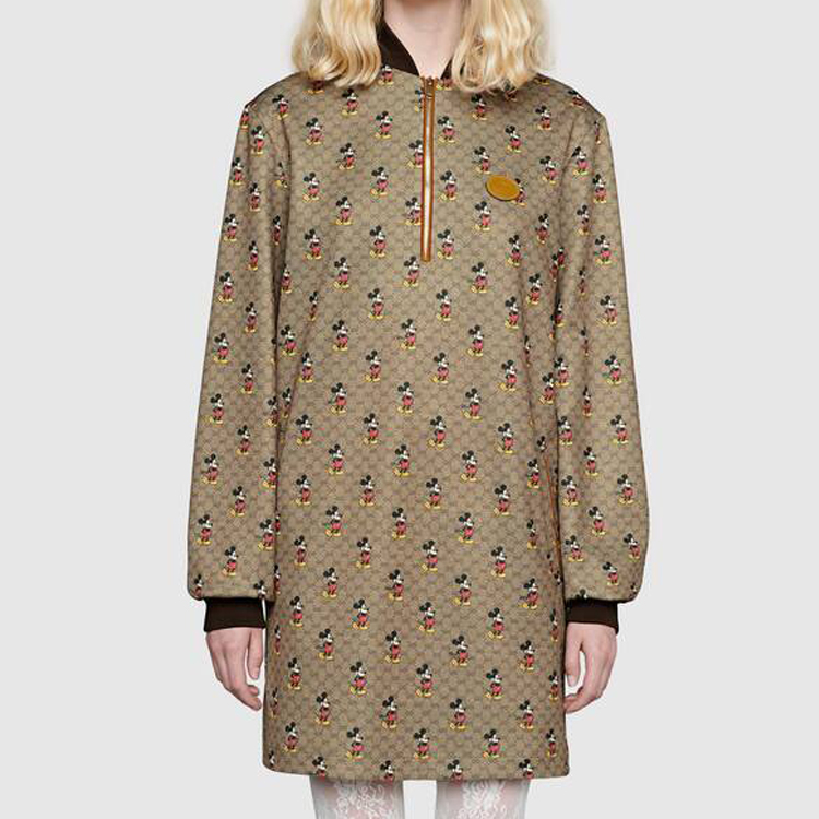 Lookbook GUCCI x Disney Kolaborasi Gaun Mickey Mouse Cokelat. 609952-XJB64-2100