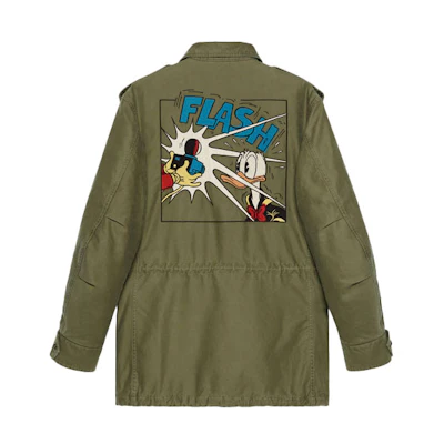 Gucci Disney Donald Duck Embroidered Olive Green Long Sleeve Jacket 640355-XDBHZ-3281