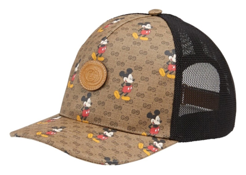 Gucci x Disney Mickey Mouse Print Trucker Hat GG Canvas Brown
