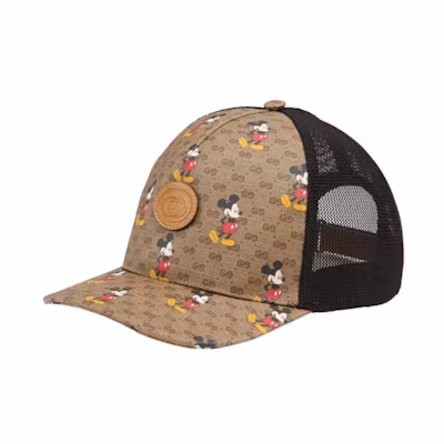 Gucci x Disney Mickey Mouse Print Trucker Hat GG Canvas Brown