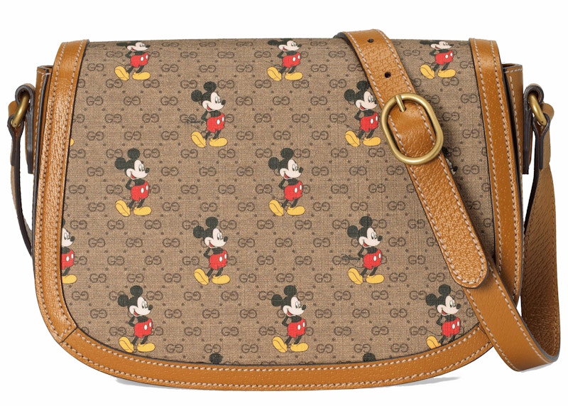 Order Gucci x Disney Beg Bahu Mini GG Supreme Mickey Mouse Kecil Coklat Beige