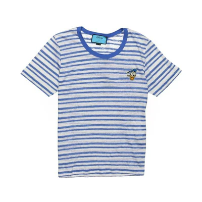 Gucci Disney SS23 Blue Donald Duck Embroidered Striped T-Shirt 645313-XJDAA-9086