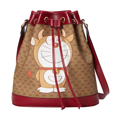 Gucci x Doraemon Bucket Bag Small Ebony/Beige