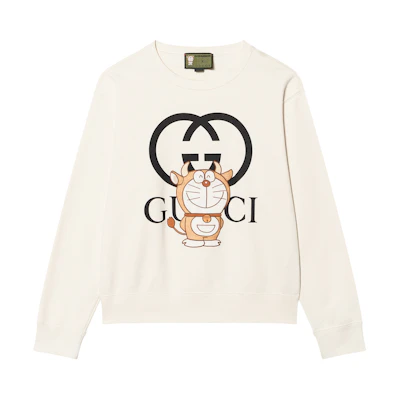Gucci Doraemon Cartoon Logo Print Ivory Sweatshirt Crewneck Long Sleeve 626990-XJDE0-9150