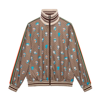 Gucci Doraemon Collab SS21 All-Over Zip Jacket for Men Beige 654938-XJDEX-2138