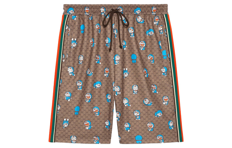 Gucci x Doraemon Doremon Print Unisex Brown Casual Shorts 654940-XJDEX-2138