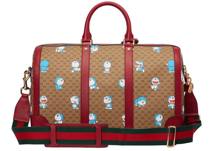 Order Gucci x 哆啦A梦中號手提包 - 棕褐色/米色
