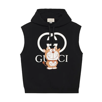 GUCCI Doraemon Embroidered Sleeveless Hoodie Black 633099-XJDE0-1043