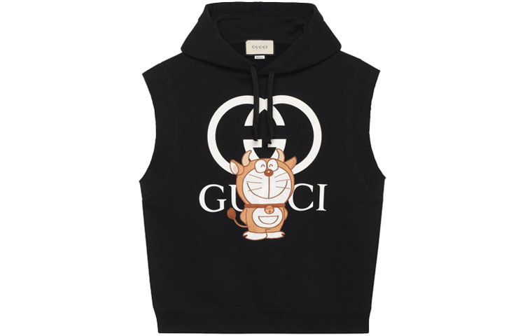GUCCI Doraemon Embroidered Sleeveless Hoodie Black 633099-XJDE0-1043 圖 2