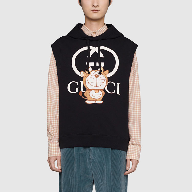 GUCCI Doraemon Embroidered Sleeveless Hoodie Black 633099-XJDE0-1043 圖 3