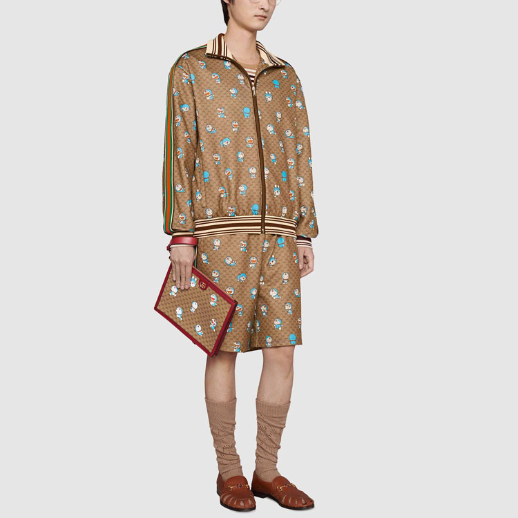 Purchase GUCCI x Doraemon Jaket Full-Print Zip-Up SS21 Beige Pria ‎654938-XJDEX-2138