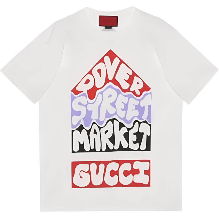 Order GUCCI x Dover Street Market 字母印花白色中性圓領T恤。 717422-XJE9Z-9095
