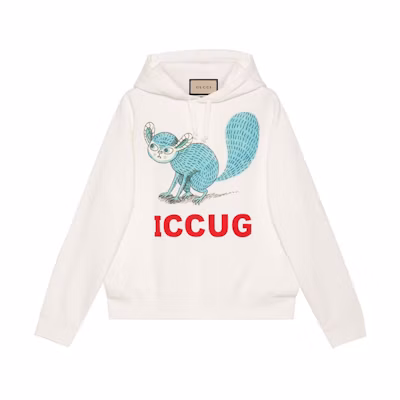 Gucci Freya Hartas FW21 Animal Print Drawstring Hoodie White 646953-XJDJR-9095