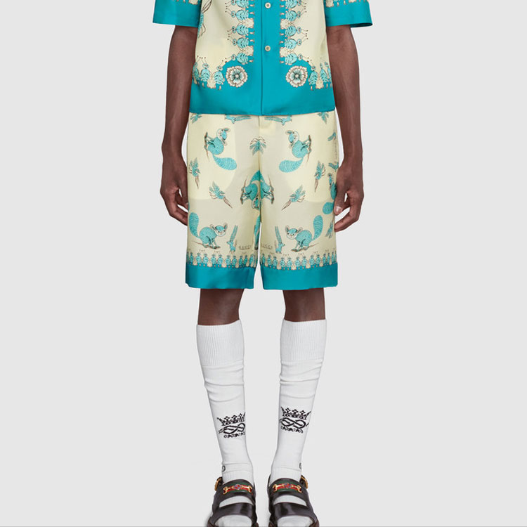 GUCCI Freya Hartas Overture Series Printed Silk Shorts Blue Men’s 653403-ZAGWX-4262 圖 5