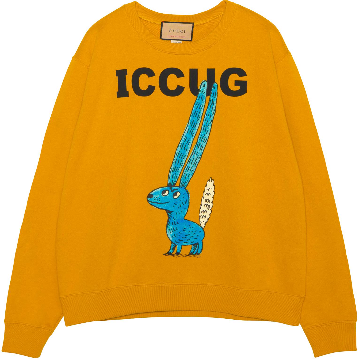GUCCI x Freya Hartas Yellow Animal Alphabet Print Sweatshirt. 626990-XJDJS-7245