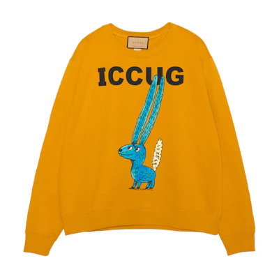 GUCCI Freya Hartas Yellow Animal Alphabet Print Sweatshirt. 626990-XJDJS-7245