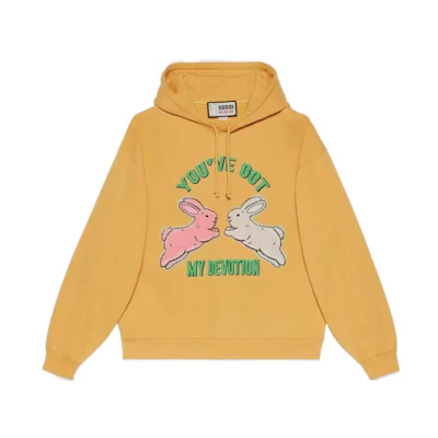 Gucci Harry Styles FW22 HA HA HA Yellow Rabbit Logo Sweatshirt Unisex 721427-XJE4W-7694