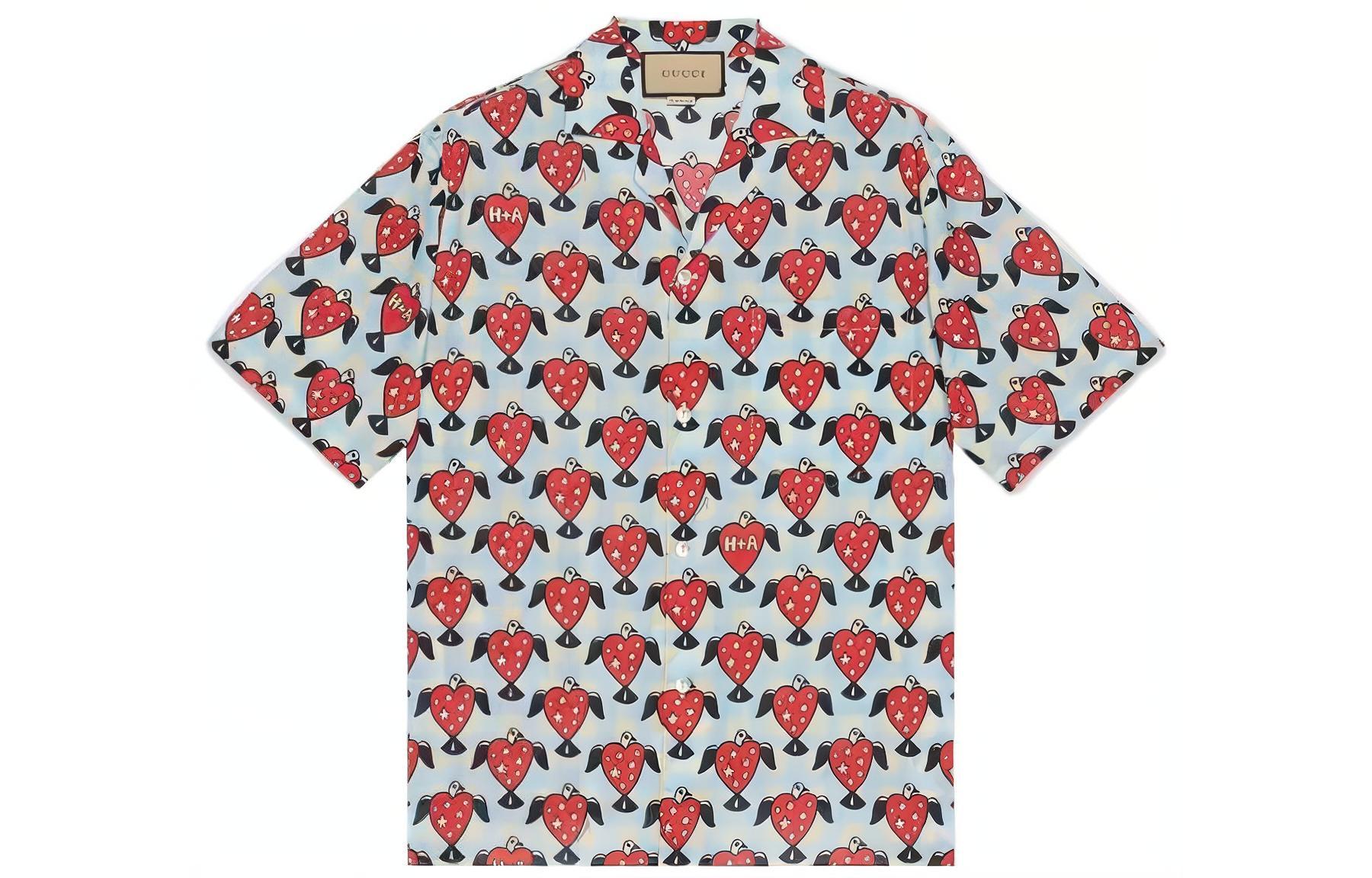 Gucci x Harry Styles FW22 Heart Print Short Sleeve Shirt Multicolor 718033-ZAK3J-4699