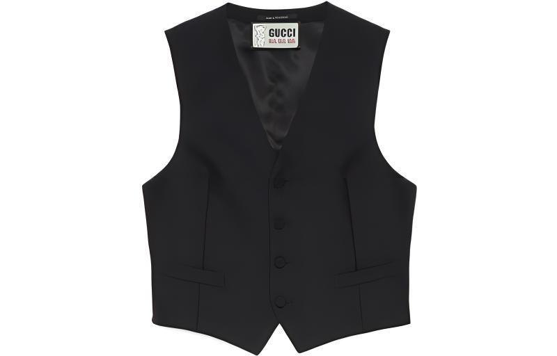 Gucci x Harry Styles V-Neck Button-Up Vest Black Menswear 712887-Z6724-1000