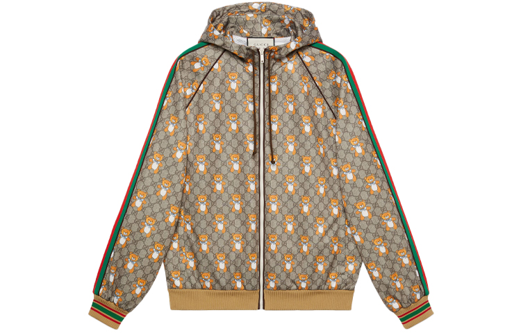 Gucci Kai Brown Patterned Loose Hoodie Jacket for Men 660929-XJDJC-2236