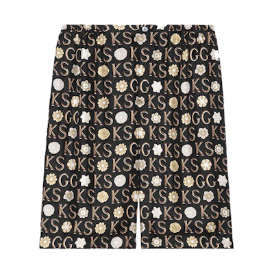 Gucci Ken Scott Epilogue Floral Print Mid-Rise Casual Shorts Black Brown 649062-ZAGAR-1060