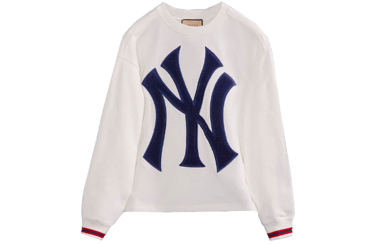 Gucci MLB SS22 Yankees Logo White Crewneck Sweatshirt Unisex 705655-XJEOZ-9791