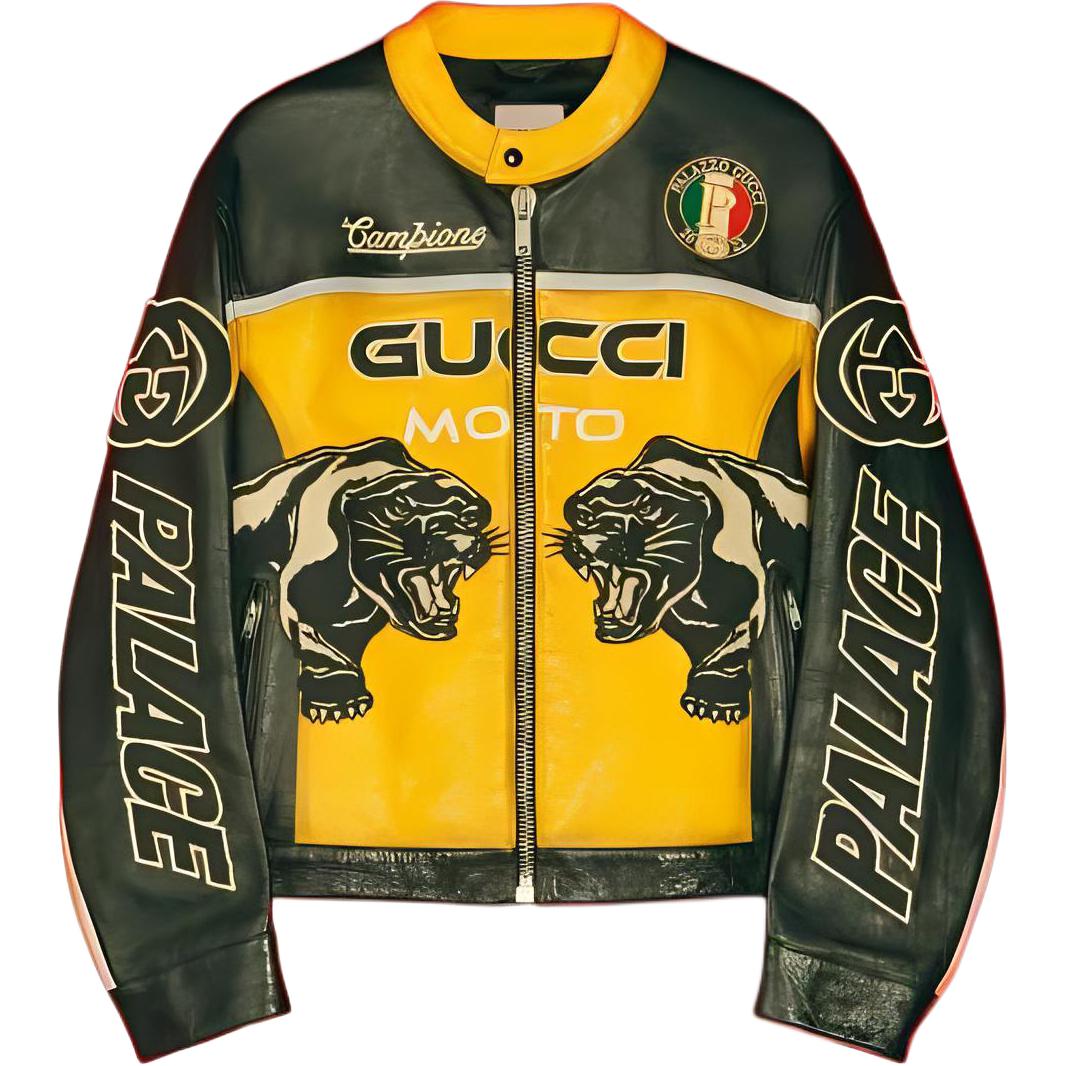 Gucci PALACE Animal Logo Print Biker Jacket Black 723895XNAU27159