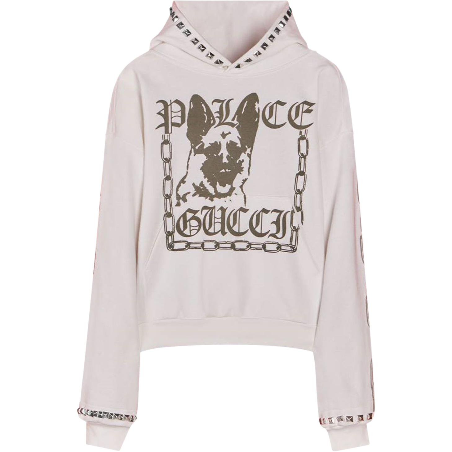 Gucci PALACE Logo Dog Print Long Sleeve Sweatshirt White () 721943XJEY29799