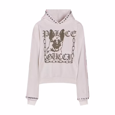 Gucci PALACE Logo Dog Print Long Sleeve Sweatshirt White () 721943XJEY29799