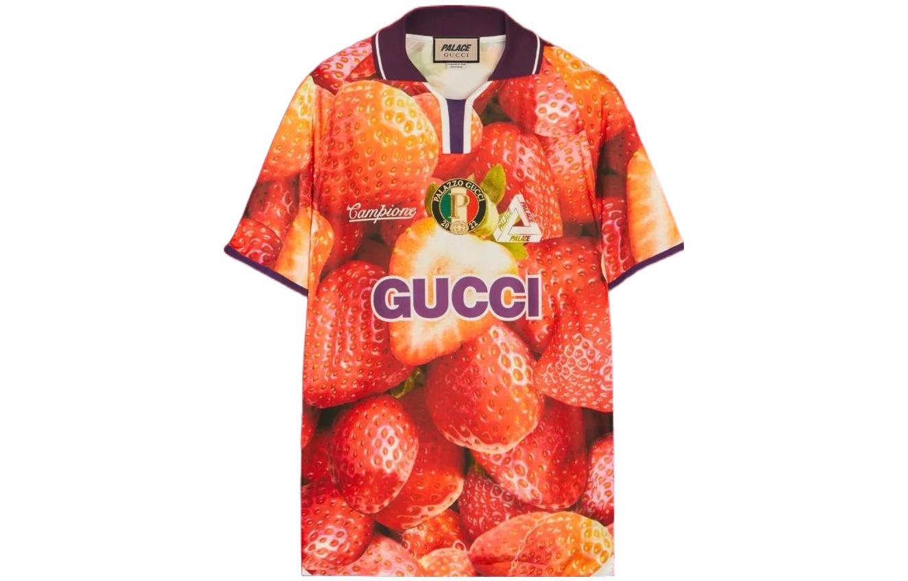 Gucci x PALACE Strawberry Logo Polo T-Shirt Red FW22 Men 720341-XJE10-6285