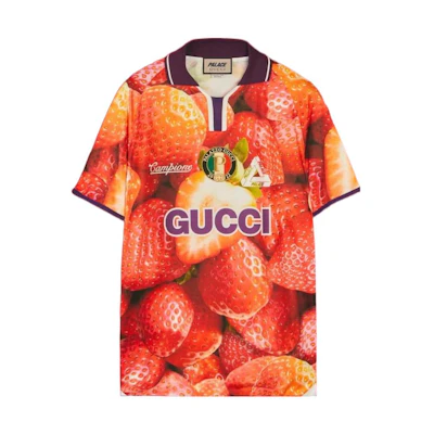Gucci PALACE Strawberry Logo Polo T-Shirt Red FW22 Men 720341-XJE10-6285