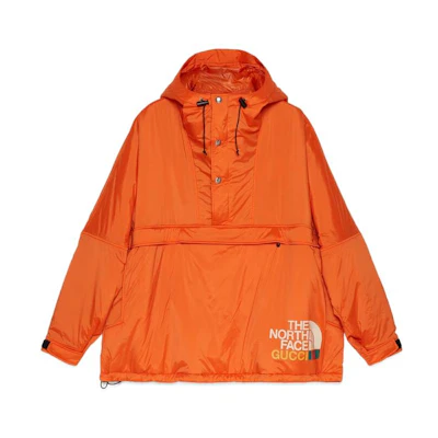 GUCCI TNF Orange Half-Button Pullover Hoodie Jacket. 663755-XAAC4-6677