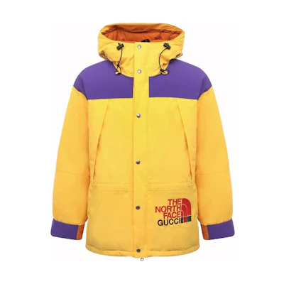 GUCCI TNF Yellow Logo Print Zip-up Hoodie Jacket Collaboration 663758-XAADM-7202