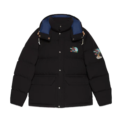 Gucci TNF Black Logo Patch Down Jacket with Removable Hood FW22 670653-XAAER-1000