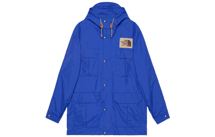 Gucci THE NORTH FACE Blue Embroidered Logo Multi-Pocket Jacket 648870-XAACM-4316