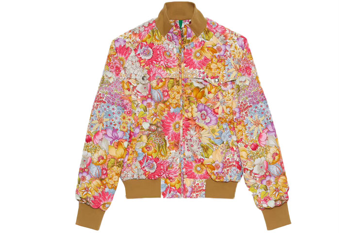 Gucci x The North Face Floral Print Bomber Jacket Peach Color 648866-XAAB4-5324
