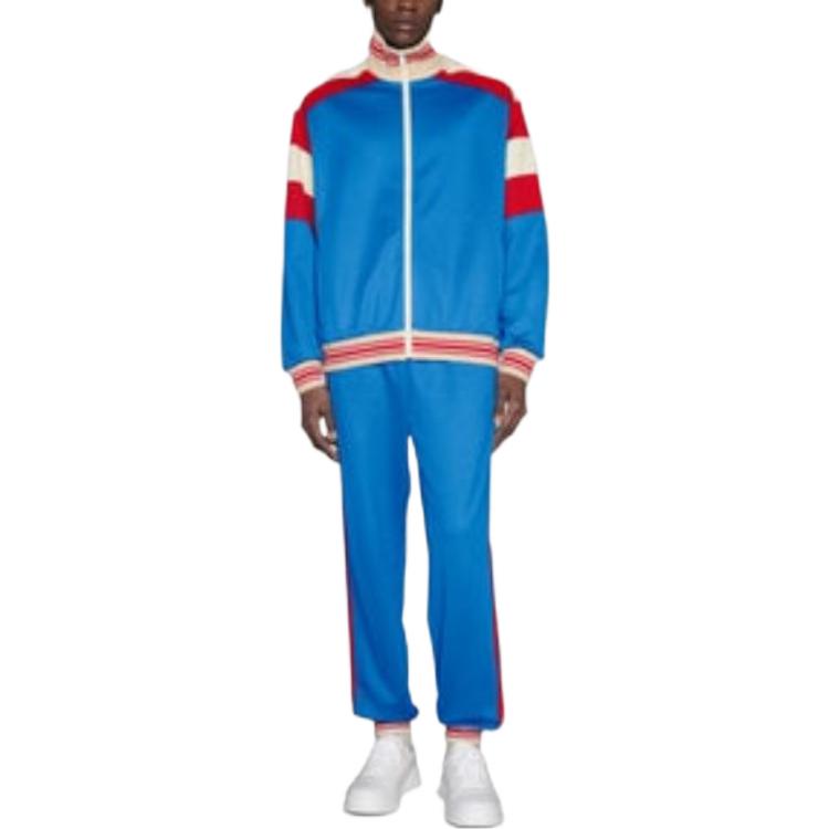 Shop Gucci x The North Face FW22 拼色拉鍊外套 淺藍色 男裝 675541-XJDWW-4538