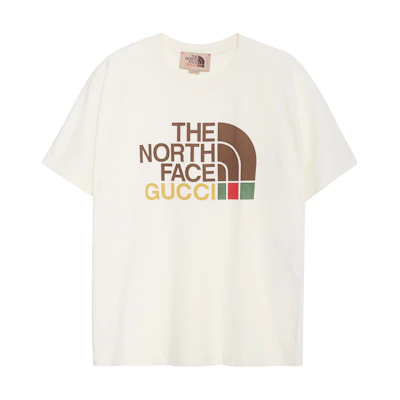 Gucci TNF Logo Print Loose Crewneck Short Sleeve Tee Ivory 616036-XJDCL-9756
