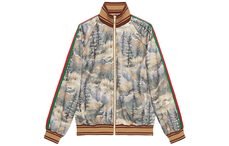 Gucci TNF Multicolor Knit Track Jacket with Web Detailing 671444-XJDQ8-3229