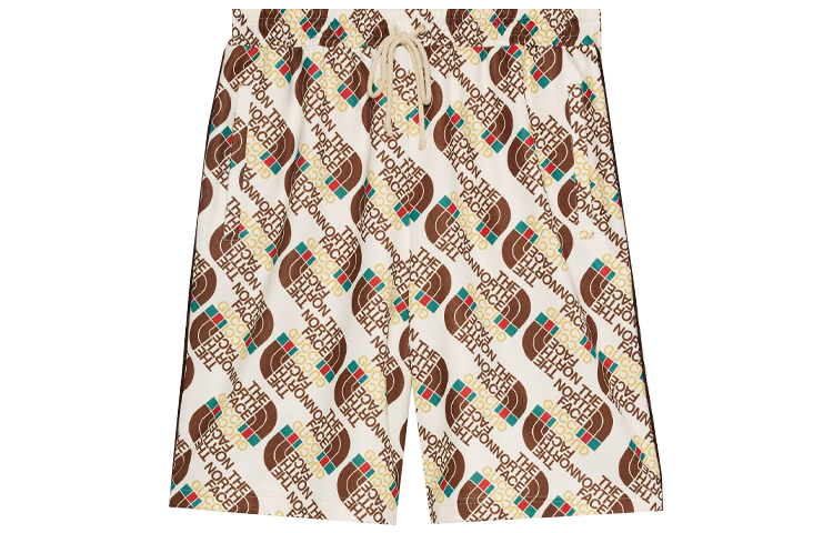 Gucci x The North Face SS21 Logo Print Mid-Rise Ivory Casual Shorts Men 651333-XJDCE-9141