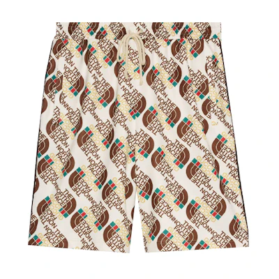 Gucci TNF SS21 Logo Print Mid-Rise Ivory Casual Shorts Men 651333-XJDCE-9141