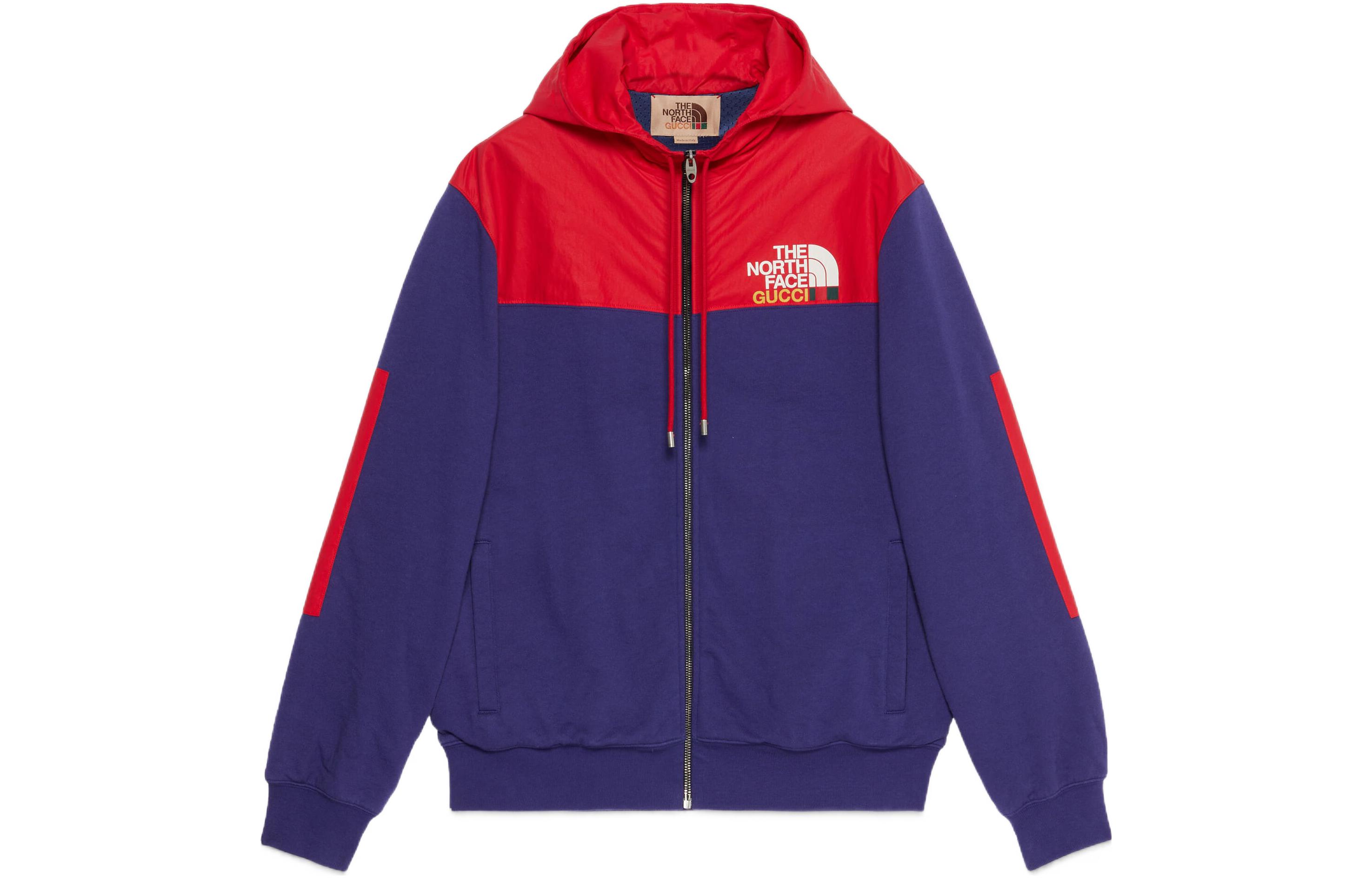 Gucci x The North Face SS22 Blue Red Zip-Up Hoodie Jacket 671462-XJDRN-4453