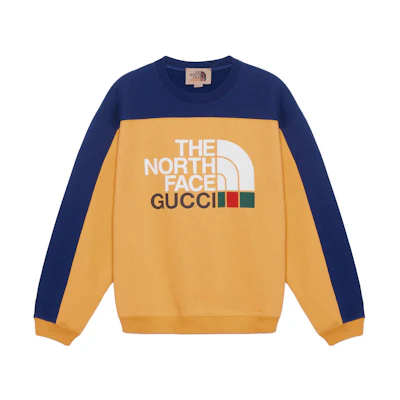 Gucci THE NORTH FACE SS22 Color Block Logo Crewneck Sweatshirt Orange Men 671449-XJDRF-7204