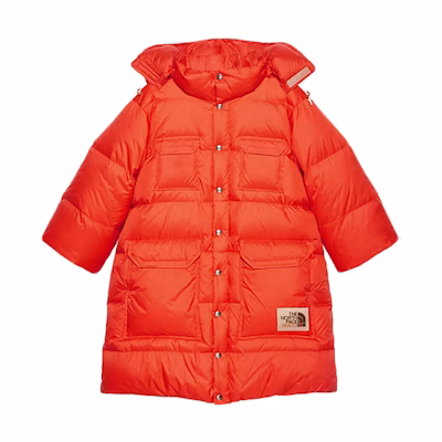 Gucci TNF Unisex Single-breasted Long Down Jacket Orange 649242-XLW4E-6562