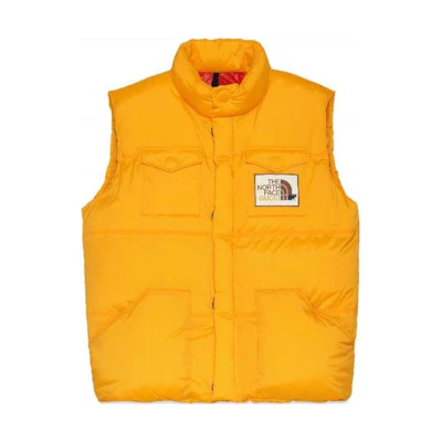 Gucci TNF Yellow Logo Patch Puffer Vest 663761-XAAC2-7133